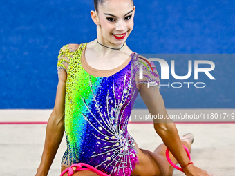 Polina Frolova of Russia competes in the rope final of the International Rhythmic Gymnastics Tournament ''Sky Grace 2024'' at Aspire Zone Fo...