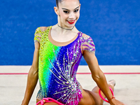 Polina Frolova of Russia competes in the rope final of the International Rhythmic Gymnastics Tournament ''Sky Grace 2024'' at Aspire Zone Fo...