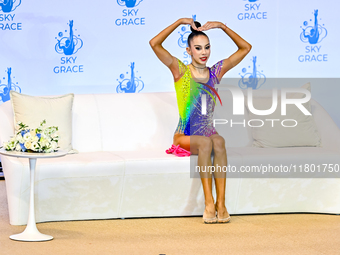 Polina Frolova of Russia competes in the rope final of the International Rhythmic Gymnastics Tournament ''Sky Grace 2024'' at Aspire Zone Fo...