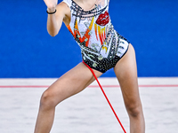 Isabella Rojas of Cuba competes in the rope final of the International Rhythmic Gymnastics Tournament ''Sky Grace 2024'' at Aspire Zone Foun...