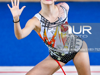 Isabella Rojas of Cuba competes in the rope final of the International Rhythmic Gymnastics Tournament ''Sky Grace 2024'' at Aspire Zone Foun...