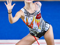 Isabella Rojas of Cuba competes in the rope final of the International Rhythmic Gymnastics Tournament ''Sky Grace 2024'' at Aspire Zone Foun...