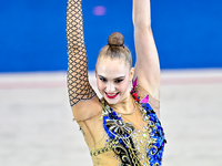 Natalya Usova of Uzbekistan competes in the rope final of the International Rhythmic Gymnastics Tournament ''Sky Grace 2024'' at Aspire Zone...