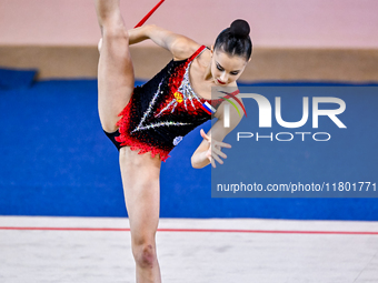 Mariia Borisova of Russia competes in the rope final of the International Rhythmic Gymnastics Tournament ''Sky Grace 2024'' at Aspire Zone F...