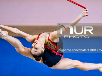 Mariia Borisova of Russia competes in the rope final of the International Rhythmic Gymnastics Tournament ''Sky Grace 2024'' at Aspire Zone F...