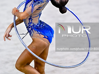 Polina Frolova of Russia competes in the Hoop final of the International Rhythmic Gymnastics Tournament ''Sky Grace 2024'' at Aspire Zone Fo...