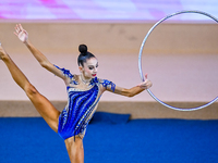 Polina Frolova of Russia competes in the Hoop final of the International Rhythmic Gymnastics Tournament ''Sky Grace 2024'' at Aspire Zone Fo...