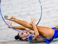 Polina Frolova of Russia competes in the Hoop final of the International Rhythmic Gymnastics Tournament ''Sky Grace 2024'' at Aspire Zone Fo...