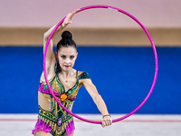 Mariia Borisova of Russia competes in the Hoop final of the International Rhythmic Gymnastics Tournament ''Sky Grace 2024'' at Aspire Zone F...