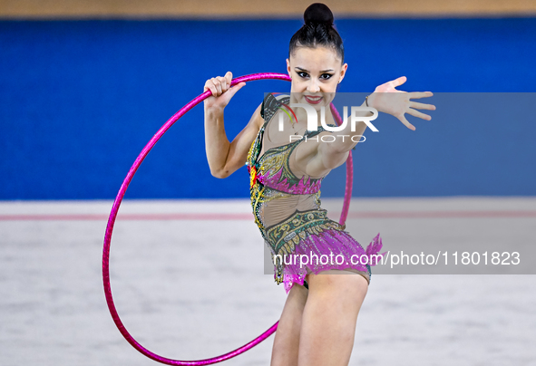 Mariia Borisova of Russia competes in the Hoop final of the International Rhythmic Gymnastics Tournament ''Sky Grace 2024'' at Aspire Zone F...