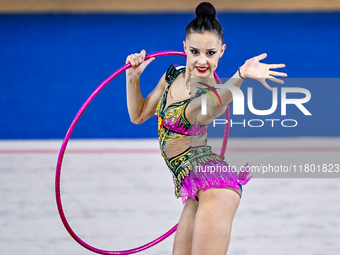 Mariia Borisova of Russia competes in the Hoop final of the International Rhythmic Gymnastics Tournament ''Sky Grace 2024'' at Aspire Zone F...