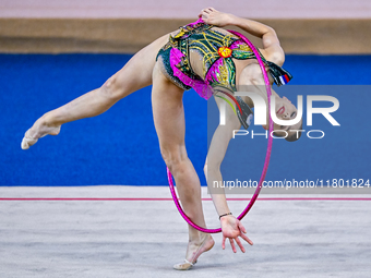 Mariia Borisova of Russia competes in the Hoop final of the International Rhythmic Gymnastics Tournament ''Sky Grace 2024'' at Aspire Zone F...