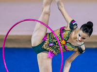 Mariia Borisova of Russia competes in the Hoop final of the International Rhythmic Gymnastics Tournament ''Sky Grace 2024'' at Aspire Zone F...