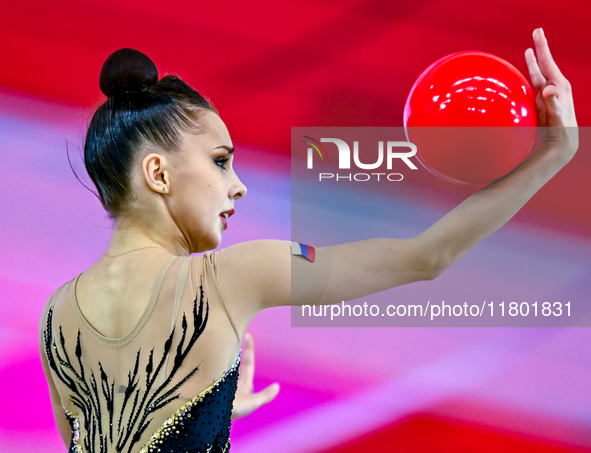 Mariia Borisova of Russia competes in the Ball final of the International Rhythmic Gymnastics Tournament ''Sky Grace 2024'' at Aspire Zone F...