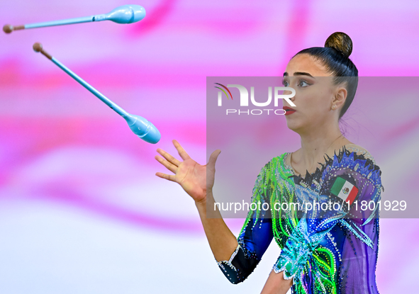 Marina Malpica of Mexico competes in the Clubs final of the International Rhythmic Gymnastics Tournament ''Sky Grace 2024'' at Aspire Zone F...