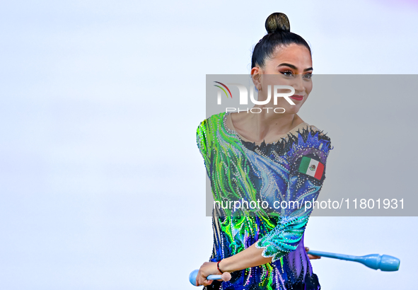 Marina Malpica of Mexico competes in the Clubs final of the International Rhythmic Gymnastics Tournament ''Sky Grace 2024'' at Aspire Zone F...