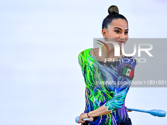 Marina Malpica of Mexico competes in the Clubs final of the International Rhythmic Gymnastics Tournament ''Sky Grace 2024'' at Aspire Zone F...