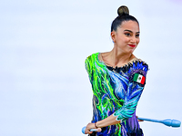 Marina Malpica of Mexico competes in the Clubs final of the International Rhythmic Gymnastics Tournament ''Sky Grace 2024'' at Aspire Zone F...