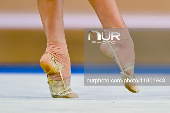 Vladislava Nikolaenko of Russia competes in the Ribbon final of the International Rhythmic Gymnastics Tournament ''Sky Grace 2024'' at Aspir...