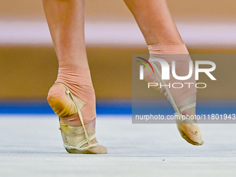 Vladislava Nikolaenko of Russia competes in the Ribbon final of the International Rhythmic Gymnastics Tournament ''Sky Grace 2024'' at Aspir...