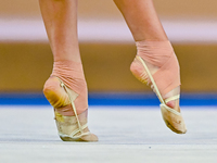 Vladislava Nikolaenko of Russia competes in the Ribbon final of the International Rhythmic Gymnastics Tournament ''Sky Grace 2024'' at Aspir...