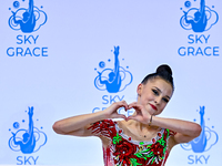 Mariia Borisova of Russia competes in the Ribbon final of the International Rhythmic Gymnastics Tournament ''Sky Grace 2024'' at Aspire Zone...