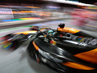 Oscar Piastri emerges from the McLaren garage during the third Free Practice session of the Formula 1 Heineken Silver Las Vegas Grand Prix i...