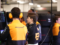 Oscar Piastri speaks to his team during the third Free Practice session of the Formula 1 Heineken Silver Las Vegas Grand Prix in Las Vegas,...