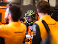 Lando Norris prepares in the McLaren garage during the third Free Practice session of the Formula 1 Heineken Silver Las Vegas Grand Prix in...