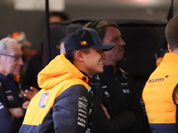 Lando Norris prepares in the McLaren garage during the third Free Practice session of the Formula 1 Heineken Silver Las Vegas Grand Prix in...