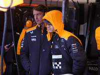 Lando Norris prepares in the McLaren garage during the third Free Practice session of the Formula 1 Heineken Silver Las Vegas Grand Prix in...