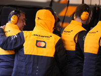 Lando Norris prepares in the McLaren garage during the third Free Practice session of the Formula 1 Heineken Silver Las Vegas Grand Prix in...