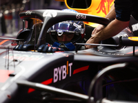 Max Verstappen and the Red Bull team prepare ahead of the third Free Practice session of the Formula 1 Heineken Silver Las Vegas Grand Prix...