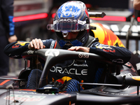 Max Verstappen and the Red Bull team prepare ahead of the third Free Practice session of the Formula 1 Heineken Silver Las Vegas Grand Prix...