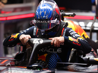 Max Verstappen and the Red Bull team prepare ahead of the third Free Practice session of the Formula 1 Heineken Silver Las Vegas Grand Prix...