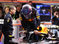 Max Verstappen and the Red Bull team prepare ahead of the third Free Practice session of the Formula 1 Heineken Silver Las Vegas Grand Prix...