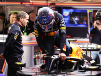 Max Verstappen and the Red Bull team prepare ahead of the third Free Practice session of the Formula 1 Heineken Silver Las Vegas Grand Prix...