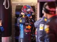 Max Verstappen and the Red Bull team prepare ahead of the third Free Practice session of the Formula 1 Heineken Silver Las Vegas Grand Prix...