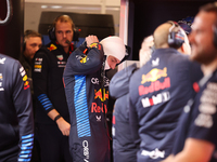 Max Verstappen and the Red Bull team prepare ahead of the third Free Practice session of the Formula 1 Heineken Silver Las Vegas Grand Prix...