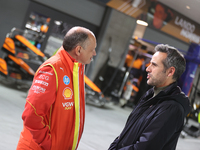 Frederic Vasseur is in the pit lane before the third Free Practice session of the Formula 1 Heineken Silver Las Vegas Grand Prix in Las Vega...