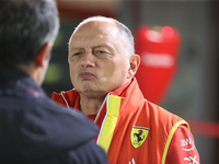 Frederic Vasseur is in the pit lane before the third Free Practice session of the Formula 1 Heineken Silver Las Vegas Grand Prix in Las Vega...