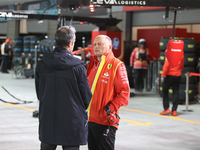 Frederic Vasseur is in the pit lane before the third Free Practice session of the Formula 1 Heineken Silver Las Vegas Grand Prix in Las Vega...