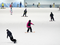 Tourists ski at the Kunlewan International Tourism Resort Ski Center in Handan, North China's Hebei province, on November 23, 2024. (