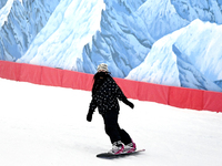 Tourists ski at the Kunlewan International Tourism Resort Ski Center in Handan, North China's Hebei province, on November 23, 2024. (