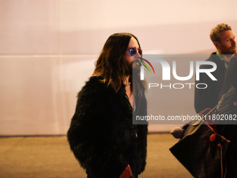 Jared Leto walks through the paddock during the Formula 1 Heineken Las Vegas Grand Prix in Las Vegas, Nevada, on November 22, 2024. (