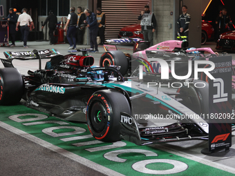 George Russell places first (P1) in Qualifying during the Formula 1 Heineken Las Vegas Grand Prix in Las Vegas, Nevada. (