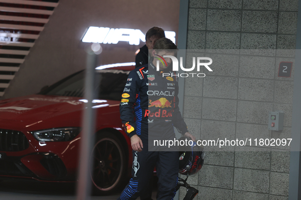 Max Verstappen is seen after qualifying during the Formula 1 Heineken Las Vegas Grand Prix in Las Vegas, Nevada. 