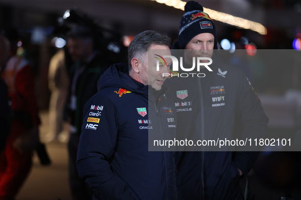 Christian Horner is in the paddock during the Formula 1 Heineken Las Vegas Grand Prix in Las Vegas, Nevada, on November 22, 2024. 