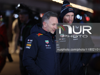 Christian Horner is in the paddock during the Formula 1 Heineken Las Vegas Grand Prix in Las Vegas, Nevada, on November 22, 2024. (