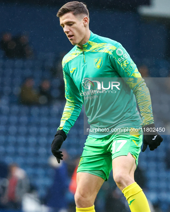 #17, Ante Crnac of Norwich City warms up during the Sky Bet Championship match between West Bromwich Albion and Norwich City at The Hawthorn...